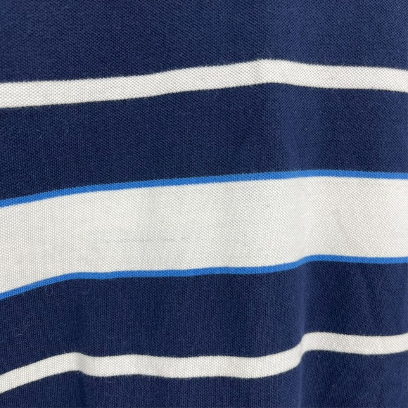 Banana Republic Polo Shirt Men's M Blue Striped Embroidered Logo Collared Cotton - Picture 9 of 11